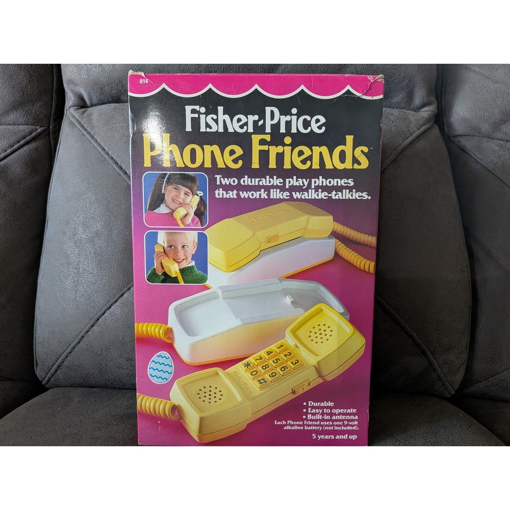 Vintage Fisher-Price Phone Friends Walkie Talkie Play Phones Set 814 Yellow Box